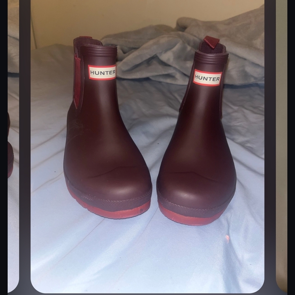 Hunter Burgundy Ankle Boots